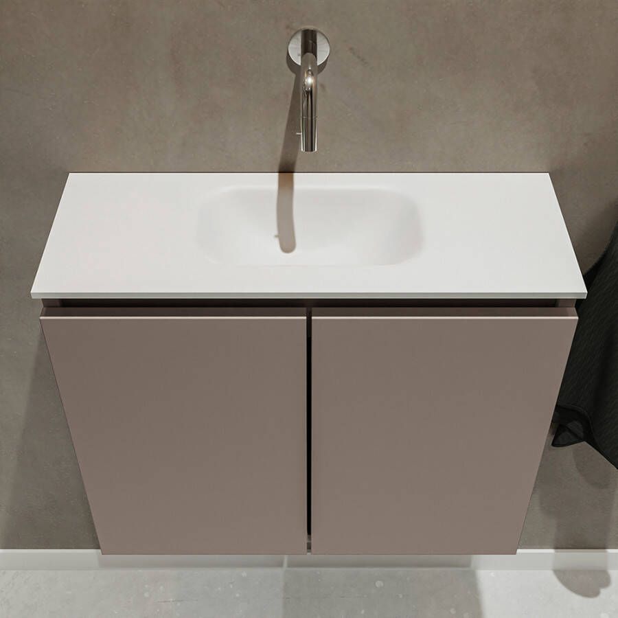 Mondiaz Ture fonteinmeubel 60cm Smoke Eden wastafel Talc midden zonder kraangat