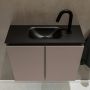 Mondiaz TURE Toiletmeubel 60x23x50cm met 1 kraangaten 2 deuren smoke mat Wastafel Eden midden Solid Surface Zwart FK75341453 - Thumbnail 4