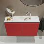 Mondiaz TURE Toiletmeubel 80x23x50cm met 1 kraangaten 2 deuren fire mat Wastafel Eden midden Solid Surface Wit FK75341193 - Thumbnail 4