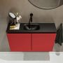 Mondiaz TURE Toiletmeubel 80x23x50cm met 0 kraangaten 2 deuren fire mat Wastafel Eden midden Solid Surface Zwart FK75341547 - Thumbnail 4