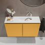 Mondiaz TURE Toiletmeubel 80x23x50cm met 1 kraangaten 2 deuren ocher mat Wastafel Eden midden Solid Surface Wit FK75341163 - Thumbnail 4