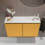 Mondiaz TURE Toiletmeubel 80x23x50cm met 1 kraangaten 2 deuren ocher mat Wastafel Eden rechts Solid Surface Wit FK75341167 - Thumbnail 4