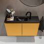 Mondiaz TURE Toiletmeubel 80x23x50cm met 1 kraangaten 2 deuren ocher mat Wastafel Eden midden Solid Surface Zwart FK75341517 - Thumbnail 4