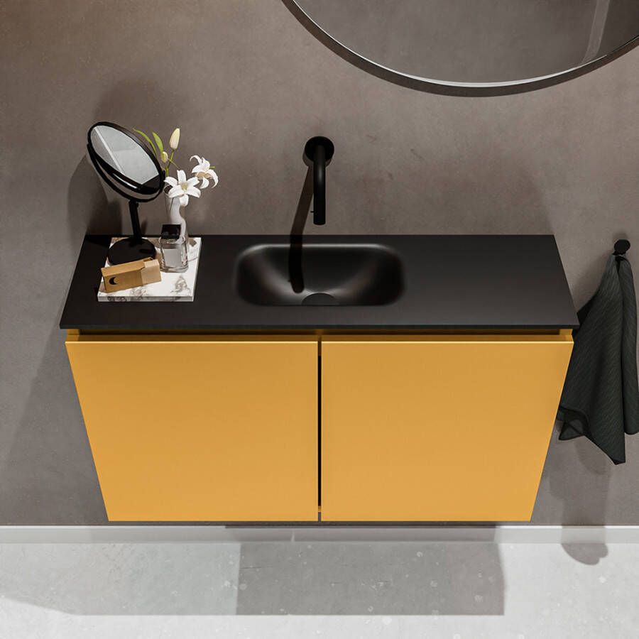 Mondiaz Ture fonteinmeubel 80cm Ocher Eden wastafel Urban midden zonder kraangat