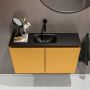 Mondiaz TURE Toiletmeubel 80x23x50cm met 0 kraangaten 2 deuren ocher mat Wastafel Eden midden Solid Surface Zwart FK75341518 - Thumbnail 4