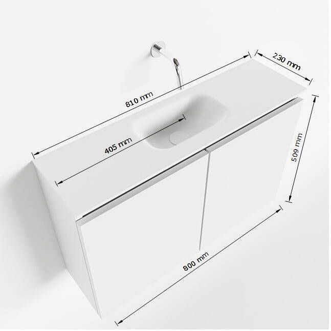 Mondiaz Ture fonteinmeubel 80cm Urban Eden wastafel Talc midden met 1 kraangat