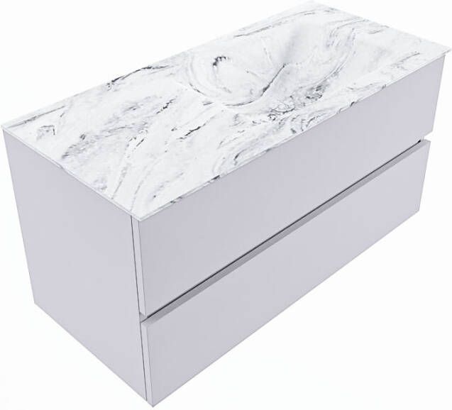 Mondiaz Vica Dlux badmeubel 100cm Cale Cloud wastafel Glace rechts zonder kraangat