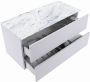 Mondiaz VICA-DLUX 100cm badmeubel onderkast Cale 2 lades. Inbouw wastafel CLOUD rechts zonder kraangat kleur Glace. - Thumbnail 3