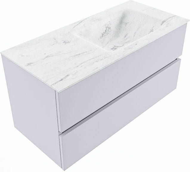 Mondiaz Vica Dlux badmeubel 100cm Cale Cloud wastafel Opalo rechts zonder kraangat
