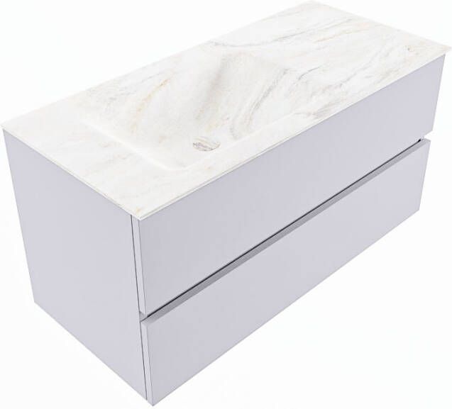 Mondiaz Vica Dlux badmeubel 100cm Cale Cloud wastafel Ostra links met 1 kraangat