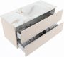 Mondiaz VICA-DLUX 100cm badmeubel onderkast Linen 2 lades. Inbouw wastafel CLOUD midden 1 kraangat kleur Frappe. - Thumbnail 3