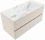 Mondiaz VICA-DLUX 100cm badmeubel onderkast Linen 2 lades. Inbouw wastafel CLOUD rechts zonder kraangat kleur Frappe. - Thumbnail 2