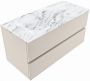 Mondiaz VICA-DLUX 100cm badmeubel onderkast Linen 2 lades. Inbouw wastafel CLOUD links zonder kraangat kleur Glace. - Thumbnail 2