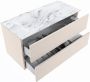 Mondiaz VICA-DLUX 100cm badmeubel onderkast Linen 2 lades. Inbouw wastafel CLOUD links zonder kraangat kleur Glace. - Thumbnail 3