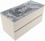 Mondiaz VICA-DLUX 100cm badmeubel onderkast Linen 2 lades. Inbouw wastafel CLOUD links zonder kraangat kleur Lava. - Thumbnail 2