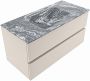 Mondiaz VICA-DLUX 100cm badmeubel onderkast Linen 2 lades. Inbouw wastafel CLOUD midden zonder kraangat kleur Lava. - Thumbnail 3