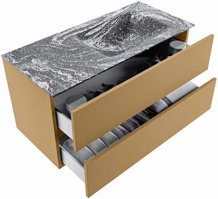 Mondiaz Vica Dlux badmeubel 100cm Oro Cloud wastafel Lava rechts zonder kraangat