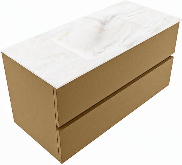 Mondiaz Vica Dlux badmeubel 100cm Oro Cloud wastafel Ostra midden met 1 kraangat