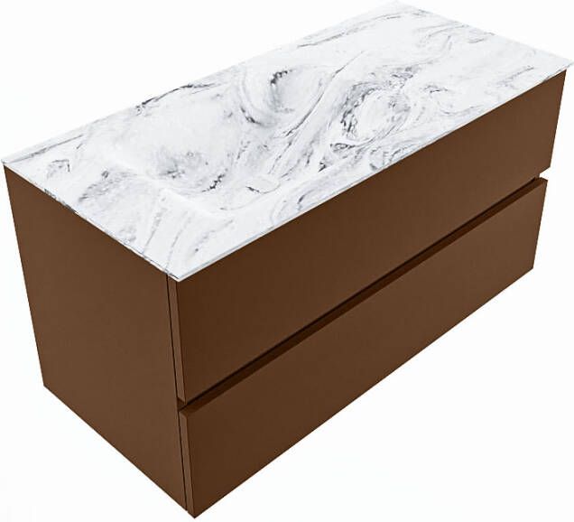 Mondiaz Vica Dlux badmeubel 100cm Rust Cloud wastafel Glace links met 1 kraangat