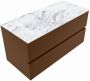 Mondiaz VICA-DLUX 100cm badmeubel onderkast Rust 2 lades. Inbouw wastafel CLOUD links 1 kraangat kleur Glace. - Thumbnail 2