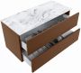 Mondiaz VICA-DLUX 100cm badmeubel onderkast Rust 2 lades. Inbouw wastafel CLOUD links zonder kraangat kleur Glace. - Thumbnail 3