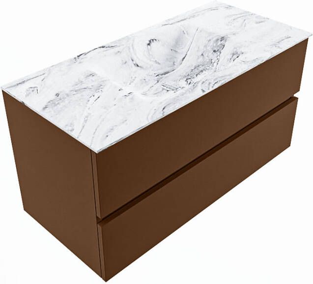 Mondiaz Vica Dlux badmeubel 100cm Rust Cloud wastafel Glace midden met 1 kraangat