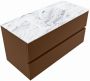 Mondiaz VICA-DLUX 100cm badmeubel onderkast Rust 2 lades. Inbouw wastafel CLOUD midden 1 kraangat kleur Glace. - Thumbnail 2