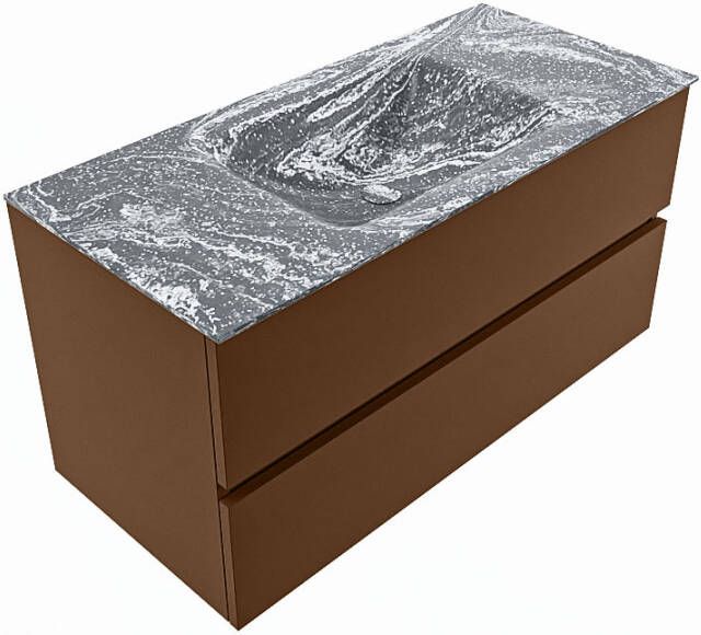 Mondiaz Vica Dlux badmeubel 100cm Rust Cloud wastafel Lava midden zonder kraangat