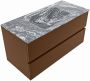 Mondiaz VICA-DLUX 100cm badmeubel onderkast Rust 2 lades. Inbouw wastafel CLOUD midden zonder kraangat kleur Lava. - Thumbnail 2