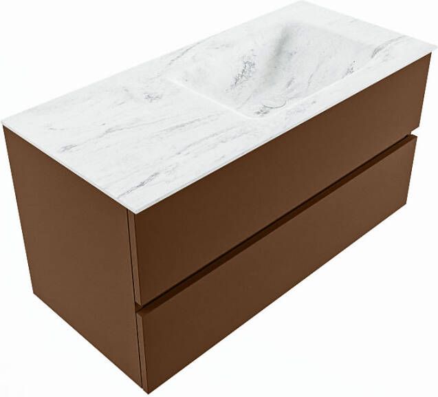 Mondiaz Vica Dlux badmeubel 100cm Rust Cloud wastafel Opalo rechts met 1 kraangat
