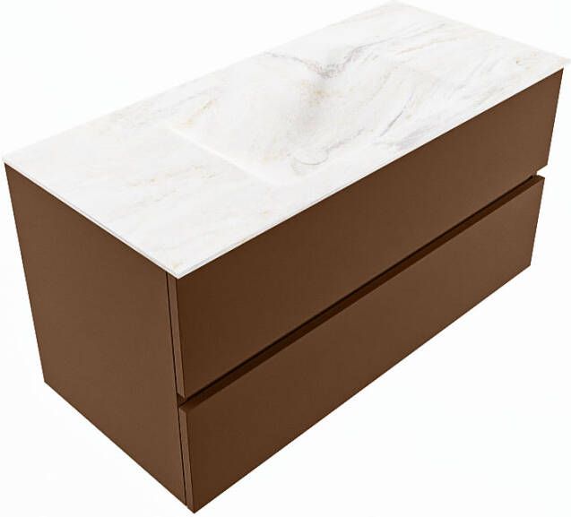 Mondiaz Vica Dlux badmeubel 100cm Rust Cloud wastafel Ostra midden met 1 kraangat