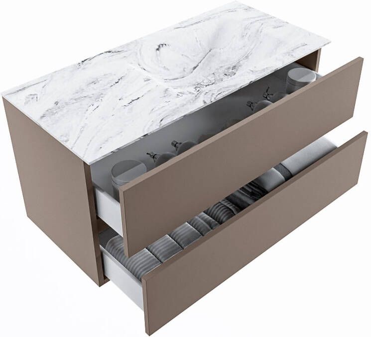 Mondiaz Vica Dlux badmeubel 100cm Smoke Cloud wastafel Glace rechts met 1 kraangat