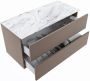 Mondiaz VICA-DLUX 100cm badmeubel onderkast Smoke 2 lades. Inbouw wastafel CLOUD rechts 1 kraangat kleur Glace. - Thumbnail 3