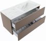 Mondiaz VICA-DLUX 100cm badmeubel onderkast Smoke 2 lades. Inbouw wastafel CLOUD rechts 1 kraangat kleur Opalo. - Thumbnail 3