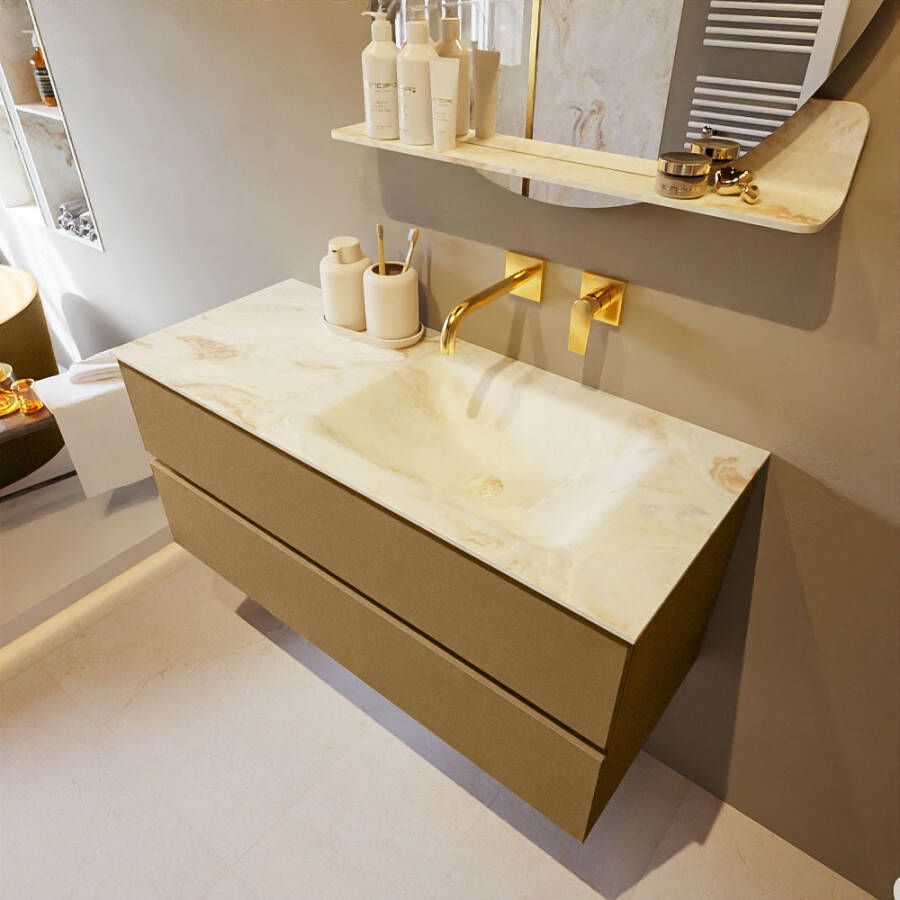 Mondiaz Vica Dlux badmeubel 110cm Oro Cloud wastafel Frappe rechts zonder kraangat