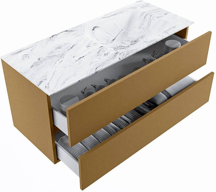 Mondiaz Vica Dlux badmeubel 110cm Oro Cloud wastafel Glace rechts met 1 kraangat