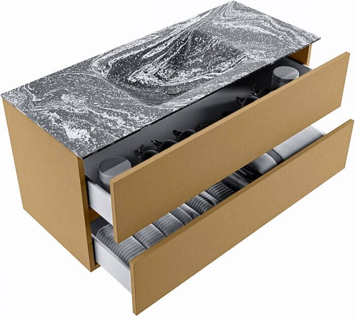 Mondiaz Vica Dlux badmeubel 110cm Oro Cloud wastafel Lava midden met 1 kraangat
