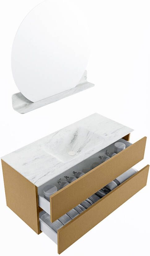 Mondiaz Vica Dlux badmeubel 110cm Oro Cloud wastafel Opalo midden zonder kraangat