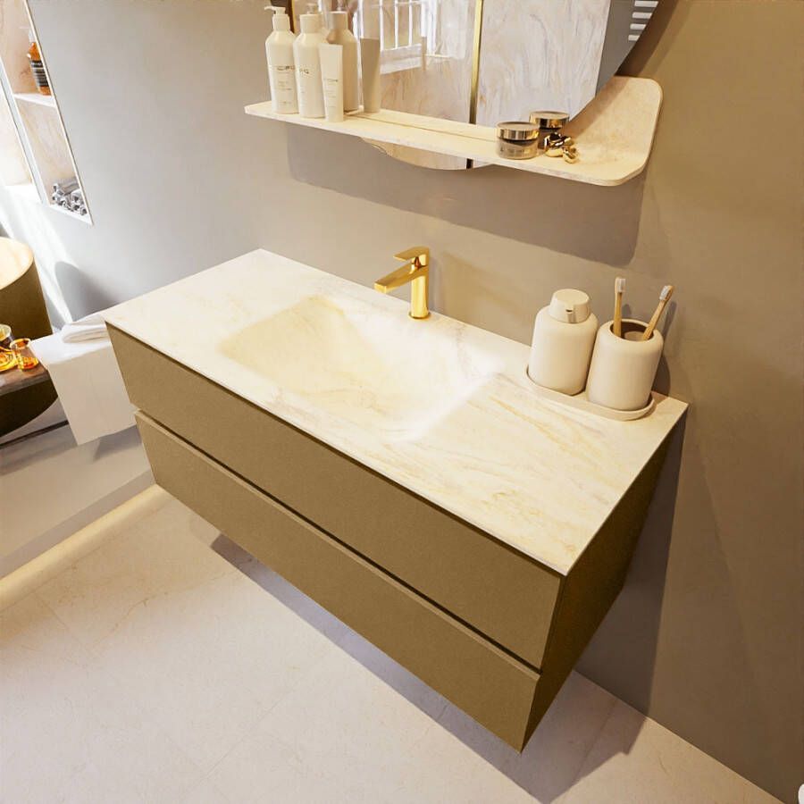 Mondiaz Vica Dlux badmeubel 110cm Oro Cloud wastafel Ostra midden met 1 kraangat