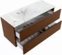 Mondiaz VICA-DLUX 110cm badmeubel onderkast Rust 2 lades. Inbouw wastafel CLOUD links zonder kraangat kleur Frappe. - Thumbnail 3