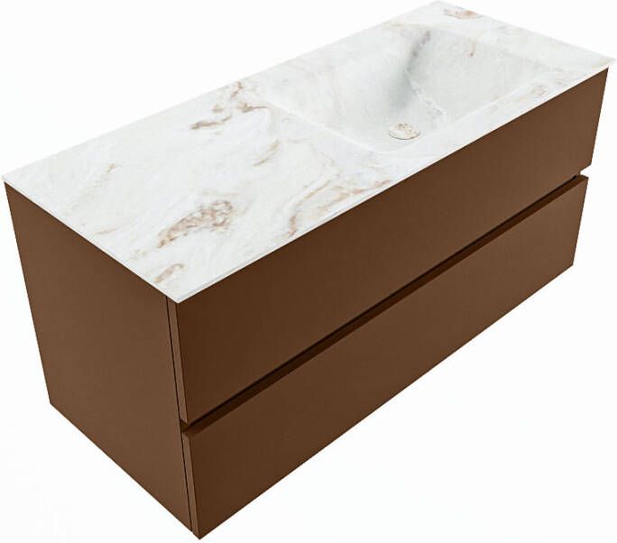 Mondiaz Vica Dlux badmeubel 110cm Rust Cloud wastafel Frappe rechts zonder kraangat