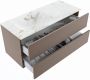 Mondiaz VICA-DLUX 110cm badmeubel onderkast Smoke 2 lades. Inbouw wastafel CLOUD links zonder kraangat kleur Frappe. - Thumbnail 3