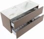 Mondiaz VICA-DLUX 110cm badmeubel onderkast Smoke 2 lades. Inbouw wastafel CLOUD rechts zonder kraangat kleur Frappe. - Thumbnail 3