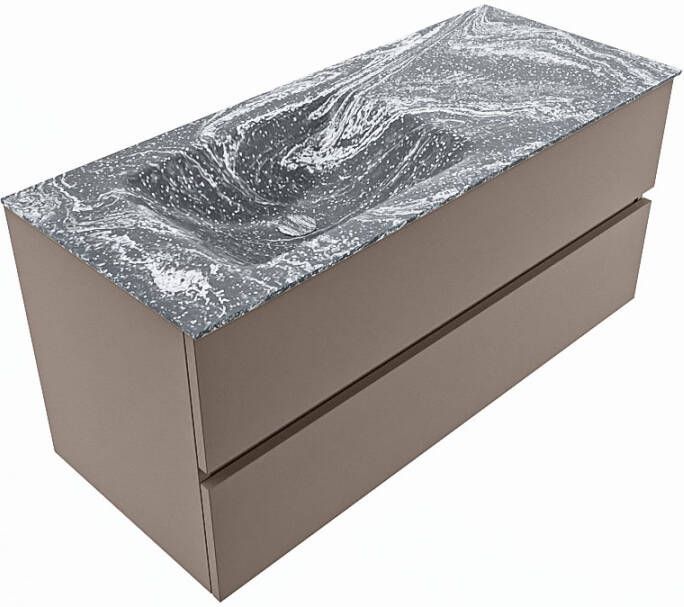 Mondiaz Vica Dlux badmeubel 110cm Smoke Cloud wastafel Lava links met 1 kraangat
