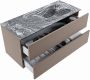 Mondiaz VICA-DLUX 110cm badmeubel onderkast Smoke 2 lades. Inbouw wastafel CLOUD rechts 1 kraangat kleur Lava. - Thumbnail 3