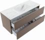 Mondiaz VICA-DLUX 110cm badmeubel onderkast Smoke 2 lades. Inbouw wastafel CLOUD midden 1 kraangat kleur Opalo. - Thumbnail 3