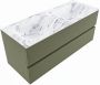 Mondiaz VICA-DLUX 120cm badmeubel onderkast Army 2 lades. Inbouw wastafel CLOUD dubbel 2 kraangaten kleur Glace. - Thumbnail 2