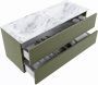 Mondiaz VICA-DLUX 120cm badmeubel onderkast Army 2 lades. Inbouw wastafel CLOUD dubbel 2 kraangaten kleur Glace. - Thumbnail 3