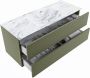 Mondiaz VICA-DLUX 120cm badmeubel onderkast Army 2 lades. Inbouw wastafel CLOUD midden zonder kraangat kleur Glace. - Thumbnail 3