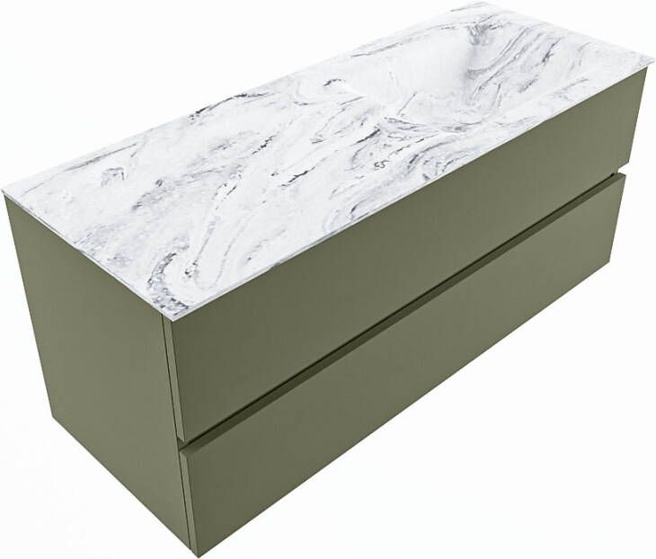 Mondiaz Vica Dlux badmeubel 120cm Army Cloud wastafel Glace rechts met 1 kraangat